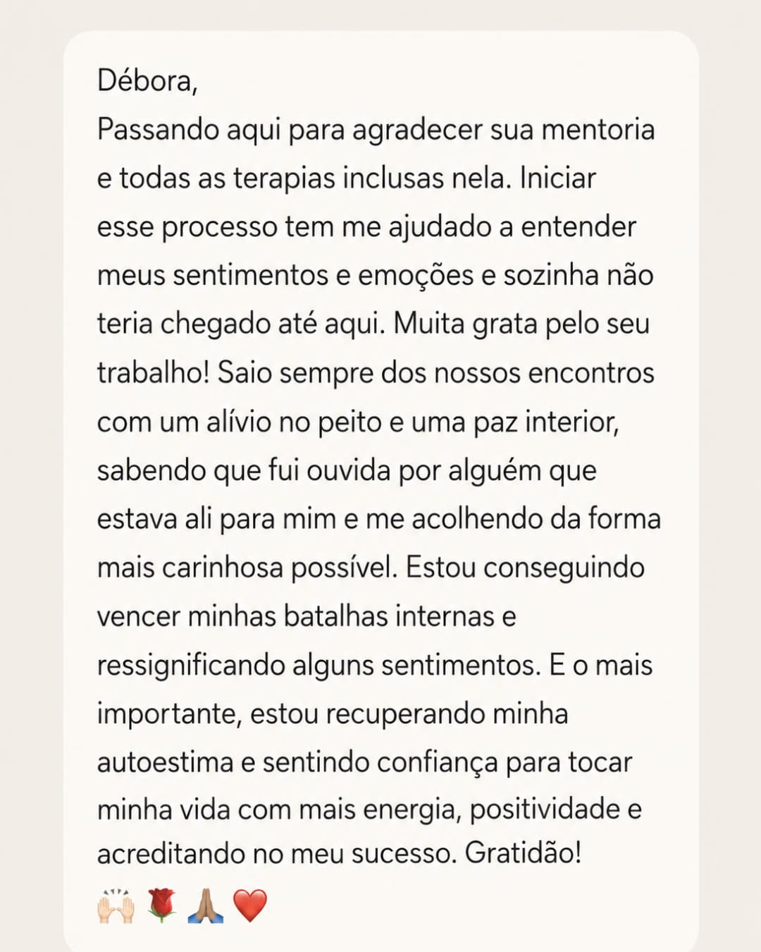 Depoimento de aluna da Débora Varela 1